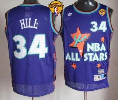 Cavaliers #34 Tyrone Hill Purple 1995 All Star Throwback The Finals Patch Stitched NBA Jersey