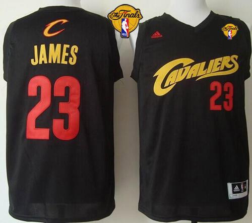 Cavaliers #23 LeBron James Black(Red No.) Fashion The Finals Patch Stitched NBA Jersey