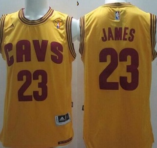 Cavaliers #23 LeBron James Yellow Alternate The Finals Patch Stitched Revolution 30 NBA Jersey