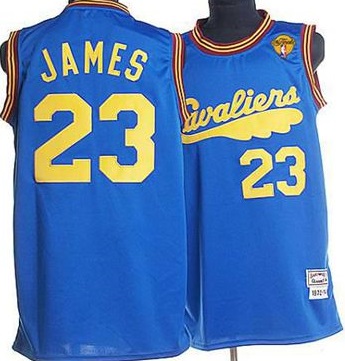 Cavaliers #23 LeBron James Blue Throwback The Finals Patch Stitched Mitchell and Ness NBA Jersey