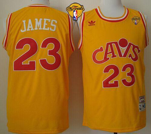 Cavaliers #23 LeBron James Yellow CAVS Throwback The Finals Patch Stitched NBA Jersey