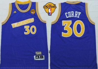 Warriors #30 Stephen Curry Blue Throwback The Finals Patch Stitched NBA Jersey