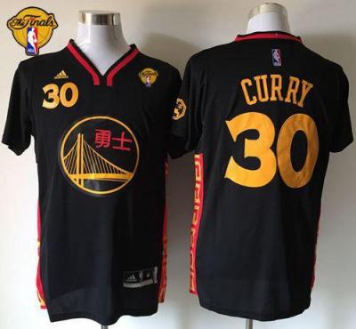 Warriors #30 Stephen Curry Black Slate Chinese New Year The Finals Patch Stitched NBA Jersey