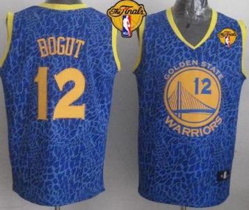 Warriors #12 Andrew Bogut Blue Crazy Light The Finals Patch Stitched NBA Jersey
