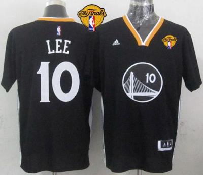Warriors #10 David Lee Black New Alternate The Finals Patch Stitched NBA Jersey