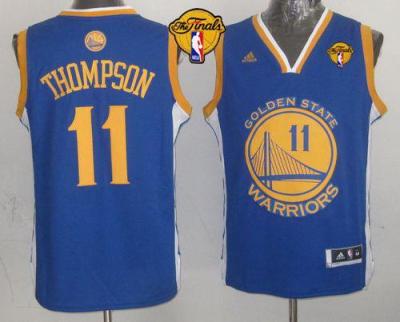Warriors #11 Klay Thompson Blue The Finals Patch Stitched NBA Jersey