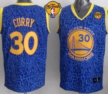Warriors #30 Stephen Curry Blue Crazy Light The Finals Patch Stitched NBA Jersey
