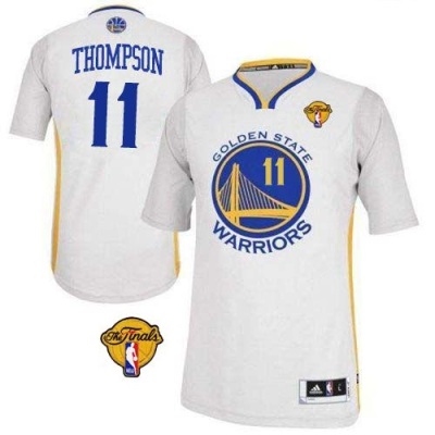 Warriors #11 Klay Thompson White Alternate The Finals Patch Stitched Revolution 30 NBA Jersey