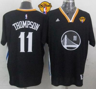 Warriors #11 Klay Thompson New Black Alternate The Finals Patch Stitched NBA Jersey