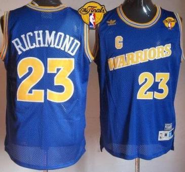Warriors #23 Mitch Richmond Blue Throwback The Finals Patch Stitched NBA Jersey