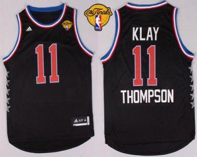 Warriors #11 Klay Thompson Black 2015 All Star The Finals Patch Stitched NBA Jersey