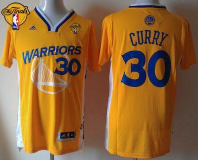 Warriors #30 Stephen Curry Gold Alternate The Finals Patch Stitched NBA Jersey
