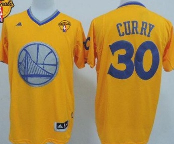 Warriors #30 Stephen Curry Gold 2013 Christmas Day Swingman The Finals Patch Stitched NBA Jersey