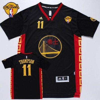 Warriors #11 Klay Thompson Black Slate Chinese New Year The Finals Patch Stitched NBA Jersey