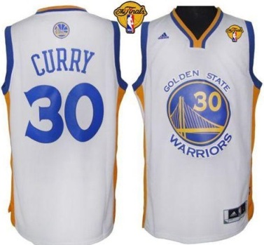 Warriors #30 Stephen Curry White The Finals Patch Stitched Revolution 30 NBA Jersey