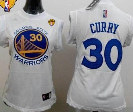 Women's Warriors #30 Stephen Curry White The Finals Patch Women Fashion Stitched NBA Jersey
