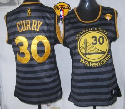 Women's Warriors #30 Stephen Curry Black Grey The Finals Patch Groove Stitched NBA Jersey
