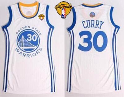 Women's Warriors #30 Stephen Curry White The Finals Patch Dress Stitched NBA Jersey