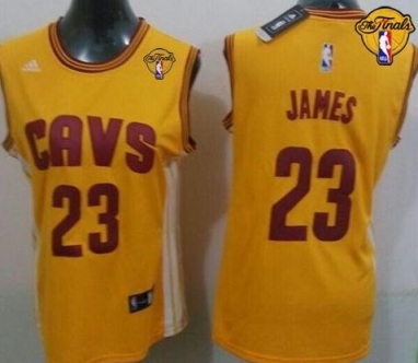 Women's Cavaliers #23 LeBron James Gold The Finals Patch Alternate Stitched NBA Jersey