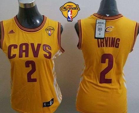 Women's Cavaliers #2 Kyrie Irving Gold Alternate The Finals Patch Stitched NBA Jersey