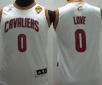 Youth Cavaliers #0 Kevin Love White The Finals Patch Stitched NBA Jersey