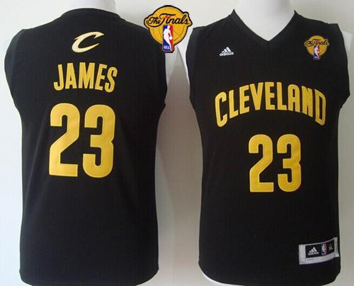Youth Cavaliers #23 LeBron James Black The Finals Patch Stitched NBA Jersey