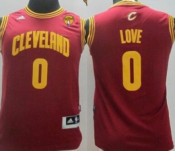 Youth Cavaliers #0 Kevin Love Red The Finals Patch Stitched NBA Jersey