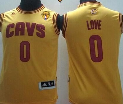 Youth Cavaliers #0 Kevin Love Gold The Finals Patch Stitched NBA Jersey