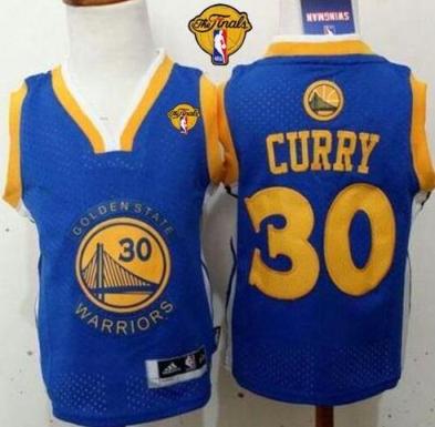 Toddler Warriors #30 Stephen Curry Blue The Finals Patch Stitched NBA Jersey