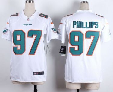 Women's Nike Miami Dolphins #97 Jordan Phillips White Stitched NFL Jersey