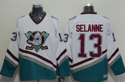 Anaheim Ducks #13 Teemu Selanne White CCM Throwback Stitched NHL Jersey