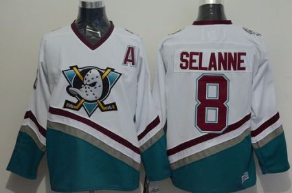 Anaheim Ducks #8 Teemu Selanne White CCM Throwback Stitched NHL Jersey