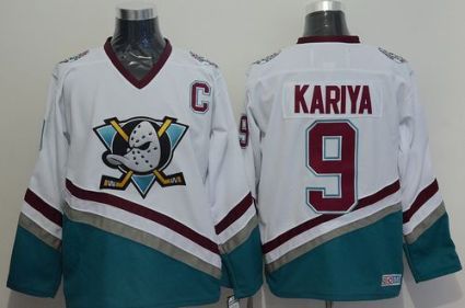 Anaheim Ducks #9 Paul Kariya White CCM Throwback Stitched NHL Jersey