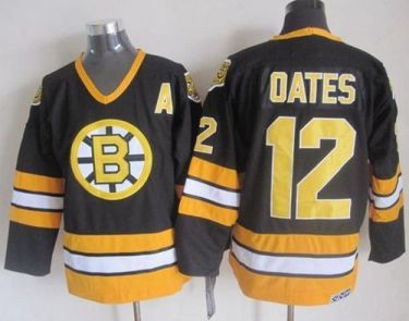 Boston Bruins #12 Adam Oates Black Yellow CCM Throwback Stitched NHL Jersey