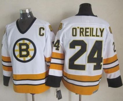 Boston Bruins #24 Terry O'Reilly White Yellow CCM Throwback Stitched NHL Jersey