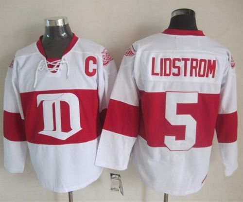 Detroit Red Wings #5 Nicklas Lidstrom White Winter Classic CCM Throwback Stitched NHL Jersey