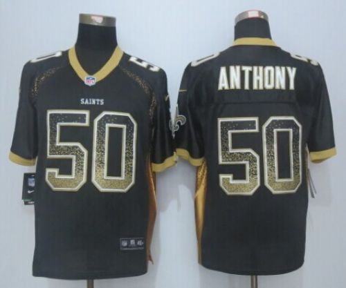 Nike New Orleans Saints #50 Stephone Anthony Black NFL Elite Drift Fashion Jersey