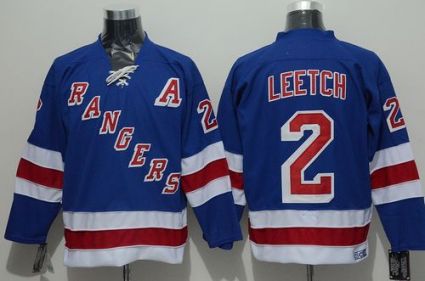 New York Rangers #2 Brian Leetch Blue CCM Throwback Stitched NHL Jersey