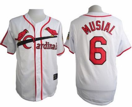 St. Louis Cardinals #6 Stan Musial White Cooperstown Throwback Stitched Baseball Jersey St. Louis Cardinals #6 Stan Musial White Cooperstown Throwback Stitched Baseball Jersey