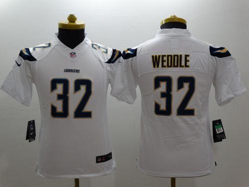 Youth Nike San Diego Chargers #32 Eric Weddle White Stitched NFL Limited Jersey