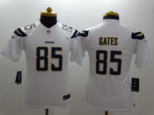 Youth Nike San Diego Chargers #85 Antonio Gates White Stitched NFL Limited Jersey