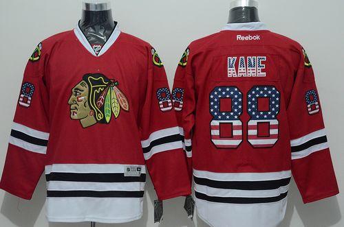 Chicago Blackhawks #88 Patrick Kane Red USA Flag Fashion Stitched NHL Jersey