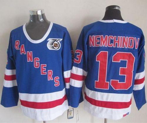New York Rangers #13 Sergei Nemchinov Blue CCM 75TH Stitched NHL Jersey