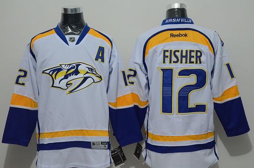 Nashville Predators #12 Mike Fisher White Road Stitched NHL Jersey