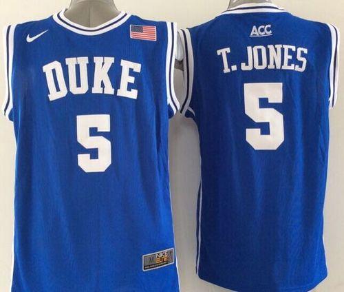 Duke Blue Devils #5 Tyus Jones Blue Basketball Stitched NCAA Jersey