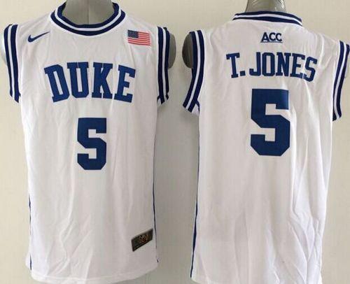 Duke Blue Devils #5 Tyus Jones White Basketball Stitched NCAA Jersey