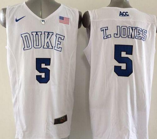 Duke Blue Devils #5 Tyus Jones White Basketball Elite Stitched NCAA Jersey