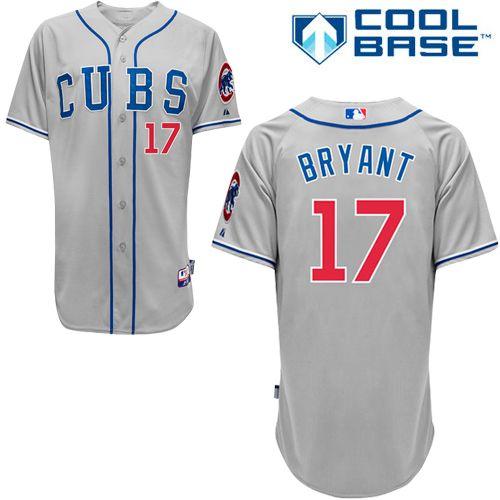 Chicago Cubs #17 Kris Bryant Grey Alternate Road Cool Base Stitched Baseball Jersey