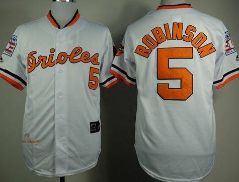 Baltimore Orioles #5 Brooks Robinson White Mitchell And Ness 1970 Throwback Stitched Baseball Jersey