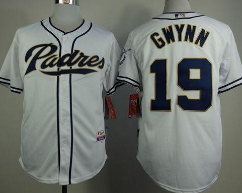 San Diego Padres #19 Tony Gwynn White Home Cool Base Stitched Baseball Jersey